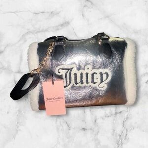 Juicy Couture Metallic Silver and Black Shoulder Bag